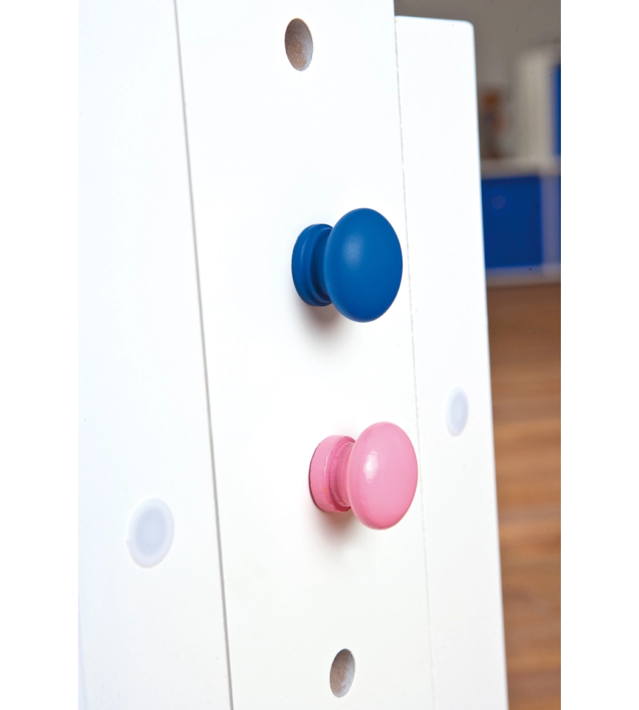 SCRIVANIA IN PINO MASSELLO FINITURA BIANCO ROSA/BLU . PIANO INCLINABILE E STRUTTURA REGOLABILE IN ALTEZZA. DIM. 109X55X64-90H. ARTICOLO IN KIT.